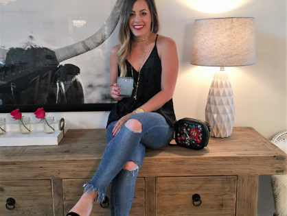 Velvet Tank + Distressed Denim